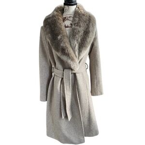 Ralph Lauren Tan Faux Fur-Trimmed Trench Coat